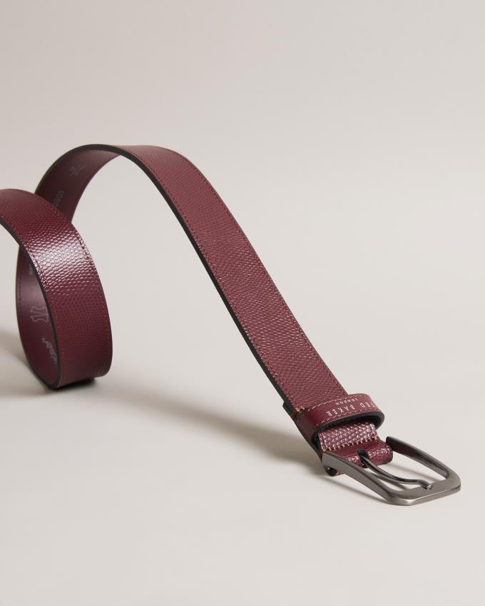 Ceinture Ted Baker Snake Texture Leather Bordeaux Homme | GRX-71419165